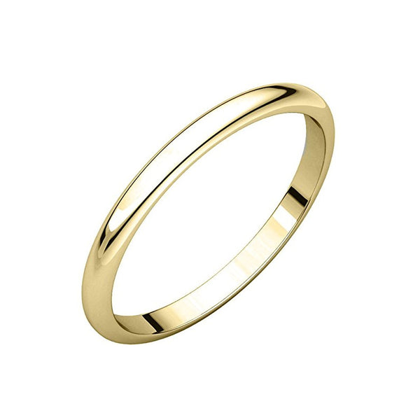 Yellow Gold, 2mm Wide, Unisex, Classic Fit, Plain Wedding Band - 01BG07
